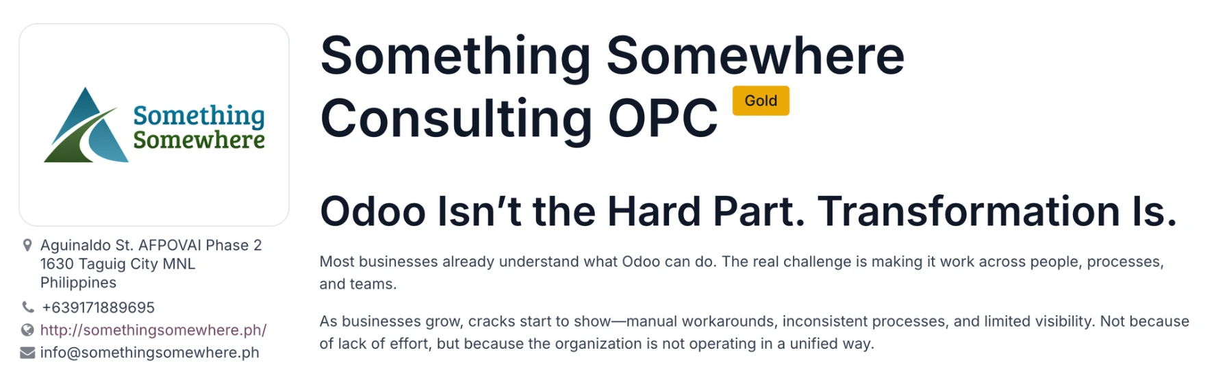Something Somewhere Consulting Odoo Gold Partner